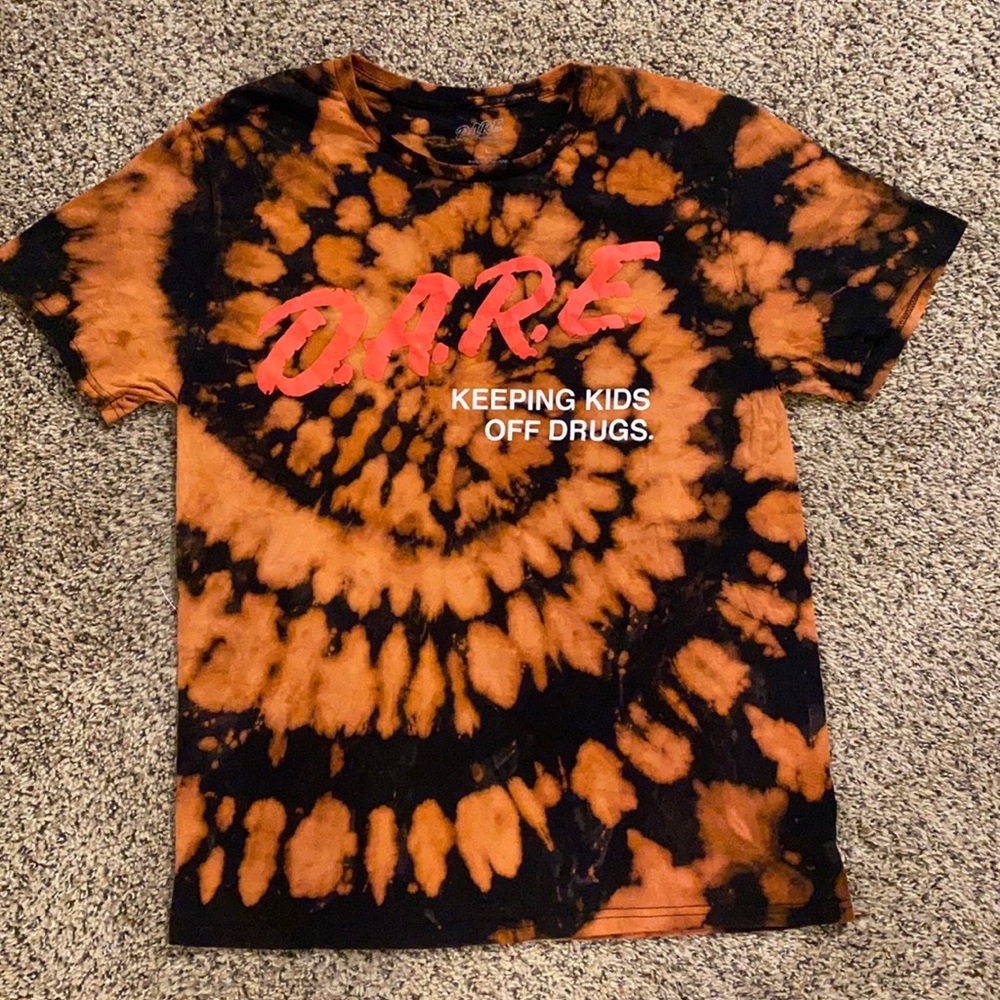 Handmade reverse tie dye D.A.R.E. Men’s t-shirt